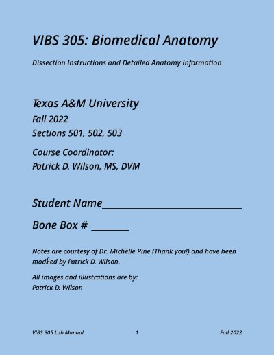 VIBS 305 - Biomedical Anatomy - Dr. Wilson